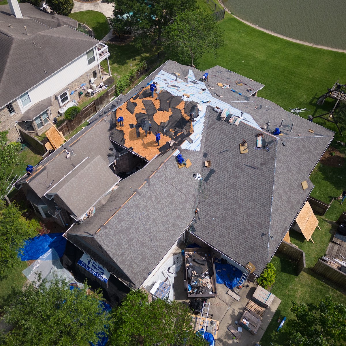 A new roof being installed